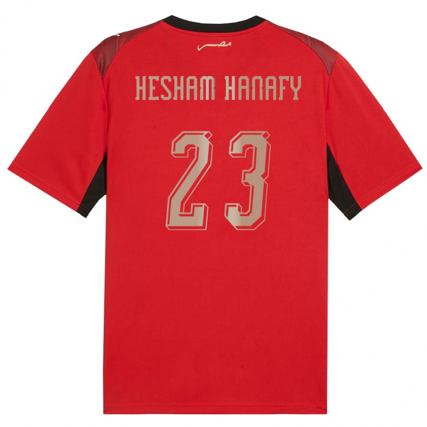 נשים כדורגל מצרים Yassin Hesham Hanafy #23 אדום שחור זהב ג'רזי ביתית 26-28