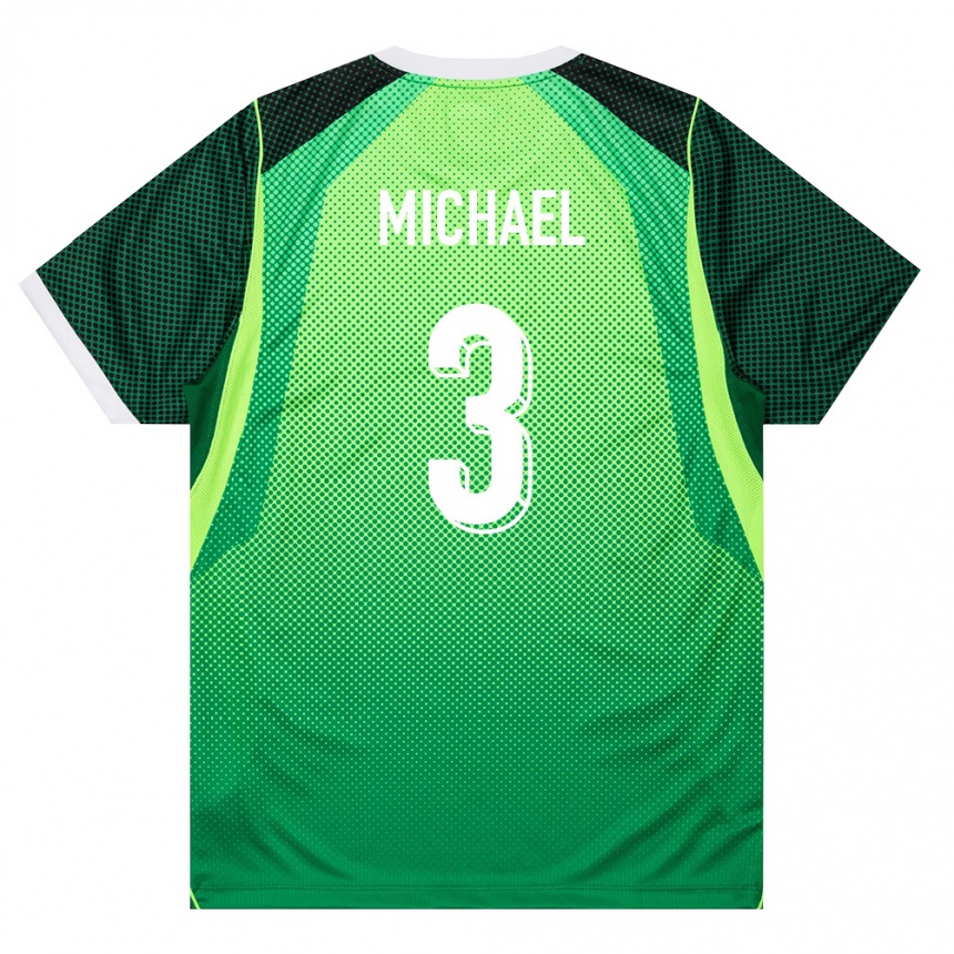 נשים כדורגל ניגריה Emmanuel Michael #3 ירוק לבן ג'רזי ביתית 26-28
