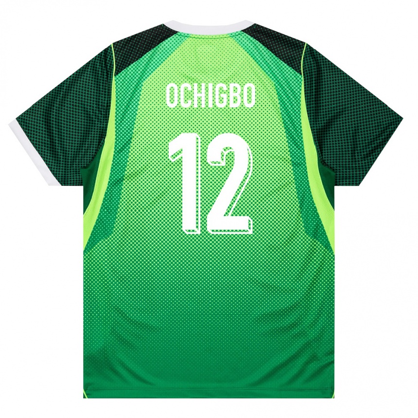 נשים כדורגל ניגריה Edward Ochigbo #12 ירוק לבן ג'רזי ביתית 26-28