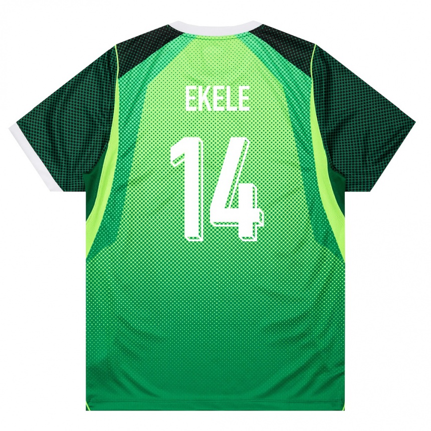נשים כדורגל ניגריה Emmanuel Ekele #14 ירוק לבן ג'רזי ביתית 26-28