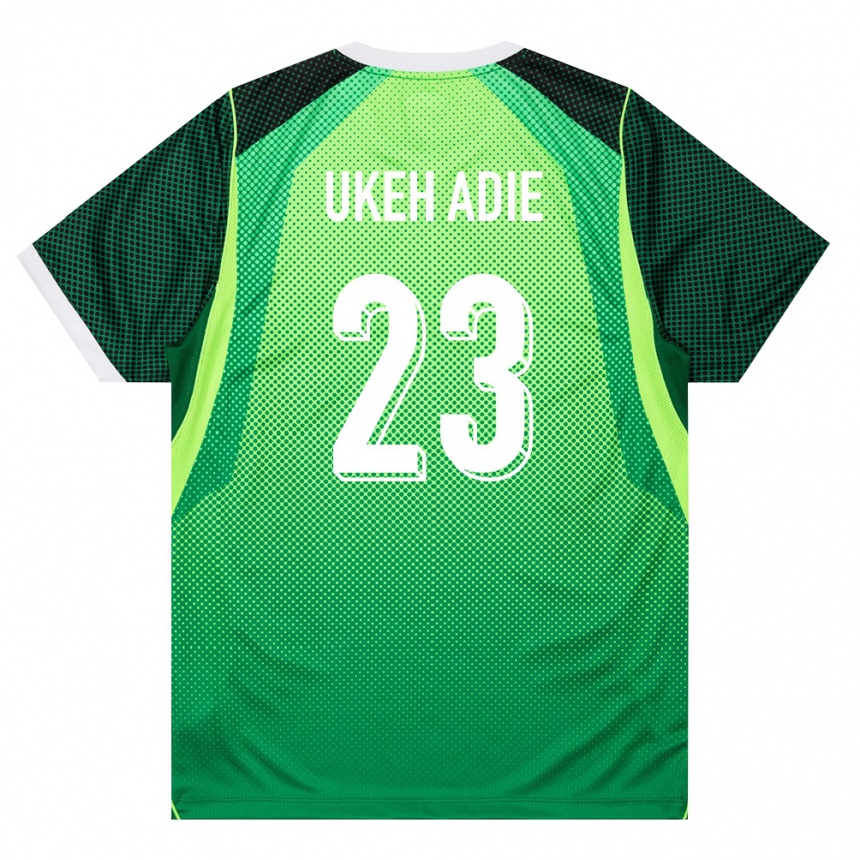 נשים כדורגל ניגריה Gift Ukeh Adie #23 ירוק לבן ג'רזי ביתית 26-28