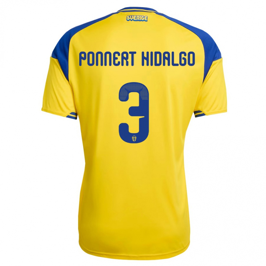 נשים כדורגל שוודיה Vicente Ponnert Hidalgo #3 צהוב כחול לבן ג'רזי ביתית 26-28