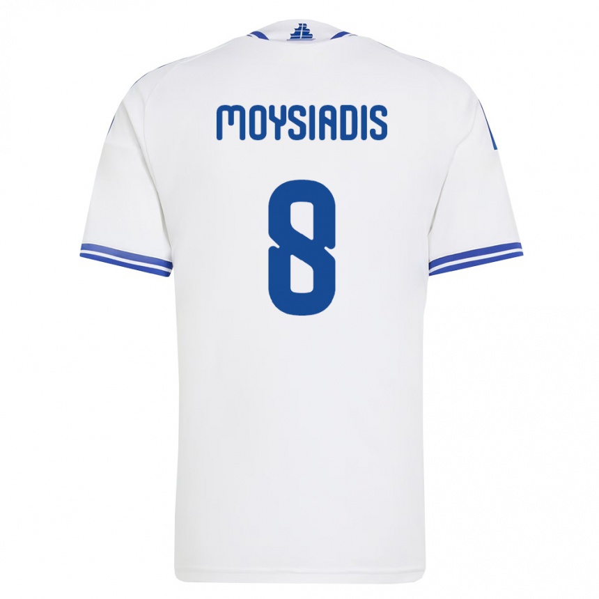 נשים כדורגל יוון Alexandros Moysiadis #8 לבן כחול ג'רזי ביתית 26-28