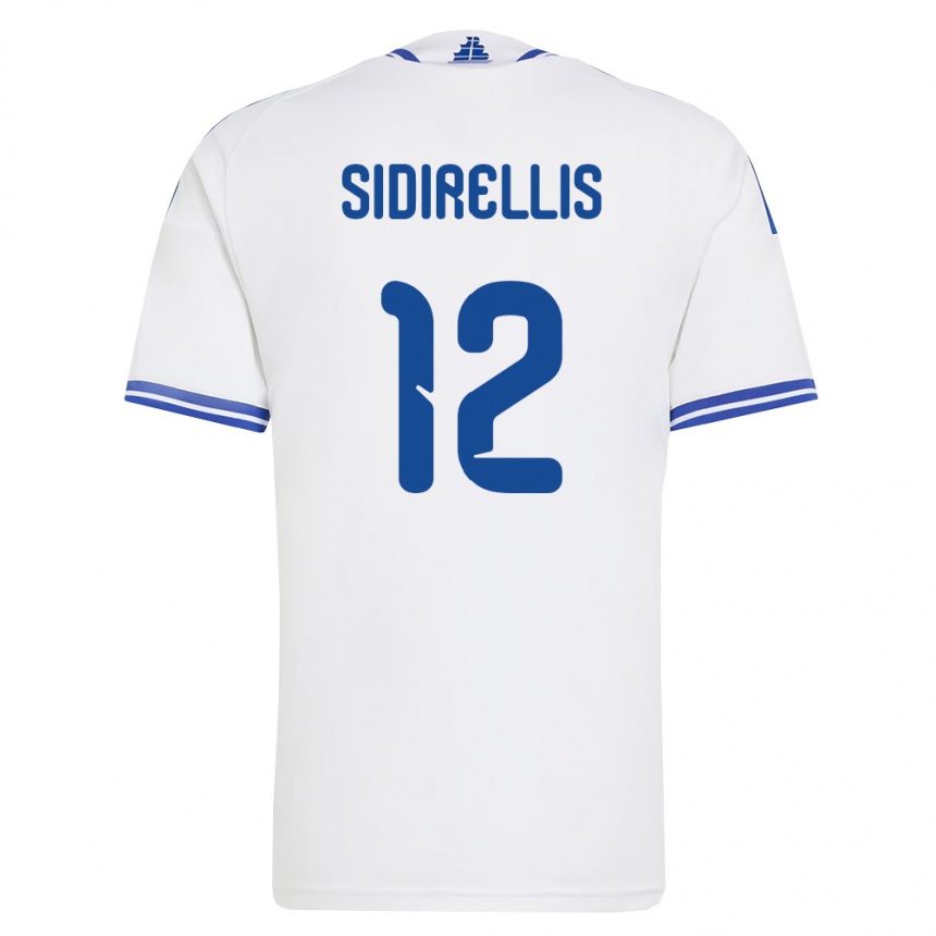 נשים כדורגל יוון Konstantinos Sidirellis #12 לבן כחול ג'רזי ביתית 26-28
