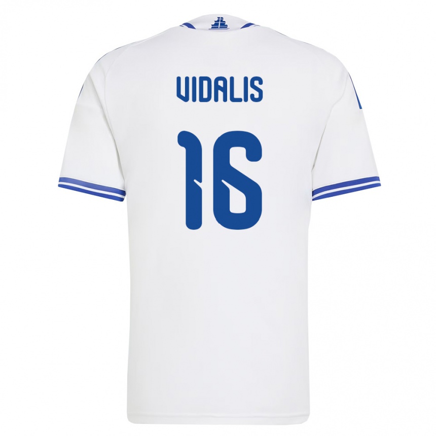 נשים כדורגל יוון Nikolaos Vidalis #16 לבן כחול ג'רזי ביתית 26-28