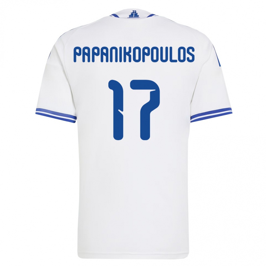 נשים כדורגל יוון Athanasios Papanikopoulos #17 לבן כחול ג'רזי ביתית 26-28