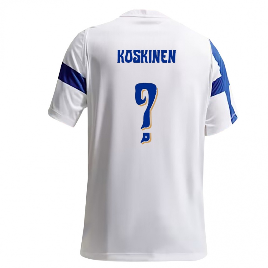 נשים כדורגל פינלנד Roni Koskinen #0 לבן כחול ג'רזי ביתית 26-28