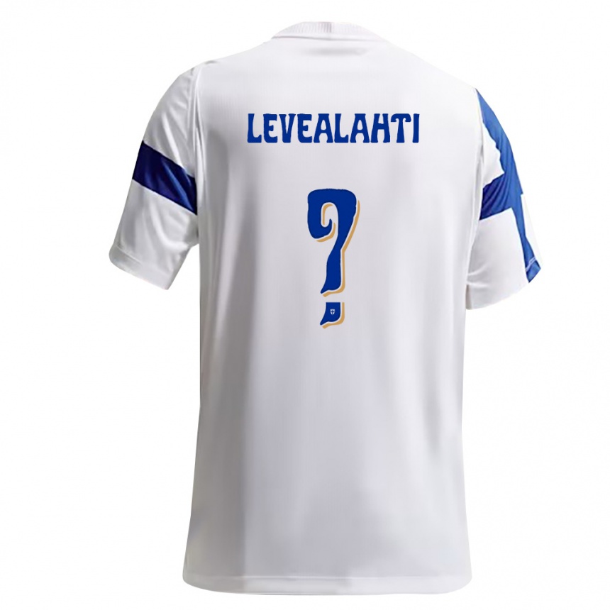 נשים כדורגל פינלנד Emil Leveälahti #0 לבן כחול ג'רזי ביתית 26-28