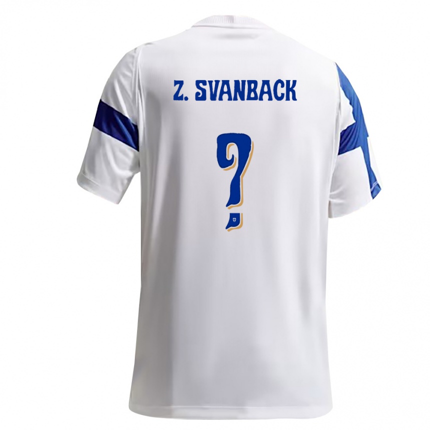 נשים כדורגל פינלנד Zack Svanbäck #0 לבן כחול ג'רזי ביתית 26-28