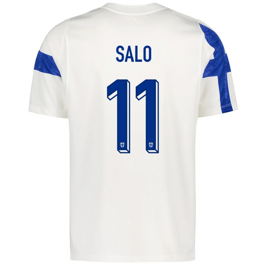 נשים כדורגל פינלנד Samuel Salo #11 לבן כחול ג'רזי ביתית 26-28