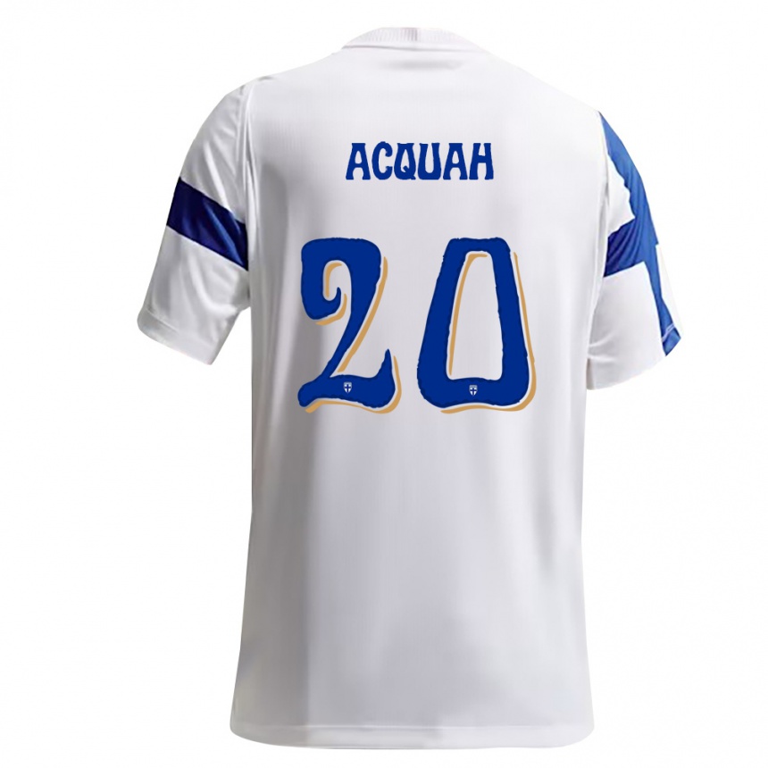 נשים כדורגל פינלנד Markus Acquah #20 לבן כחול ג'רזי ביתית 26-28