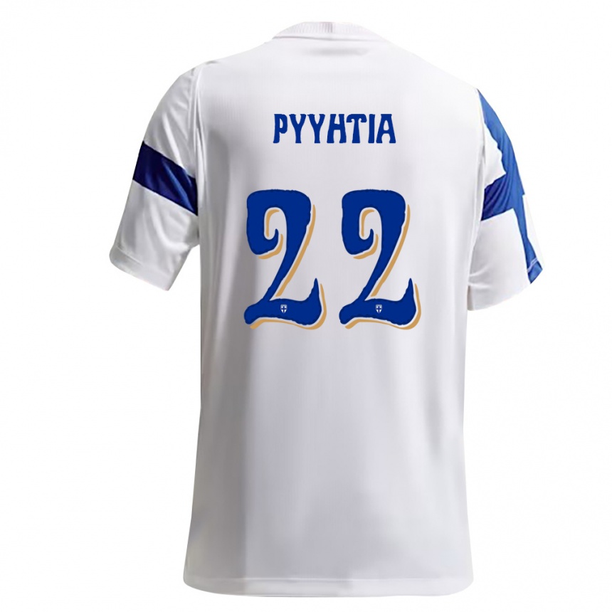 נשים כדורגל פינלנד Niklas Pyyhtiä #22 לבן כחול ג'רזי ביתית 26-28