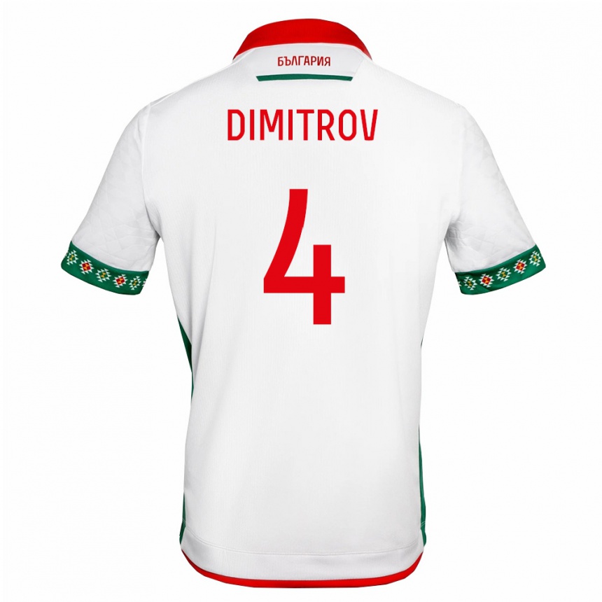 נשים כדורגל בולגריה Martin Dimitrov #4 לבן ירוק אדום ג'רזי ביתית 26-28