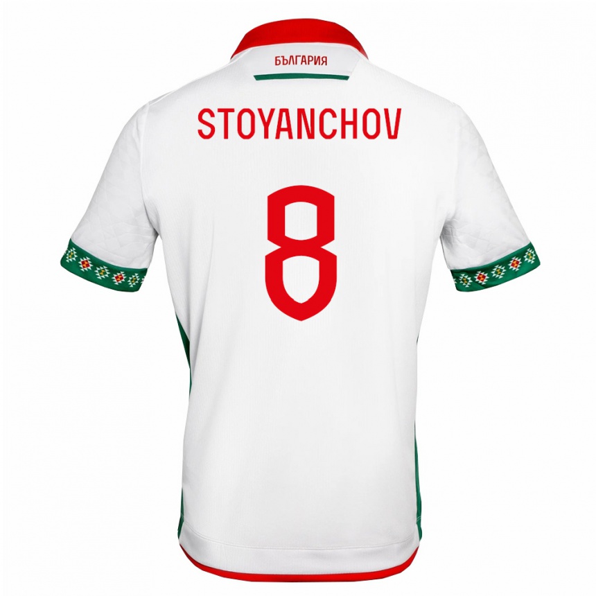 נשים כדורגל בולגריה Steven Stoyanchov #8 לבן ירוק אדום ג'רזי ביתית 26-28