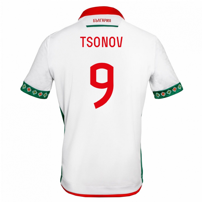 נשים כדורגל בולגריה Samuil Tsonov #9 לבן ירוק אדום ג'רזי ביתית 26-28