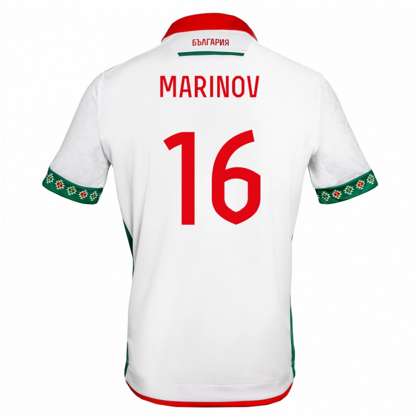 נשים כדורגל בולגריה Tsvetoslav Marinov #16 לבן ירוק אדום ג'רזי ביתית 26-28