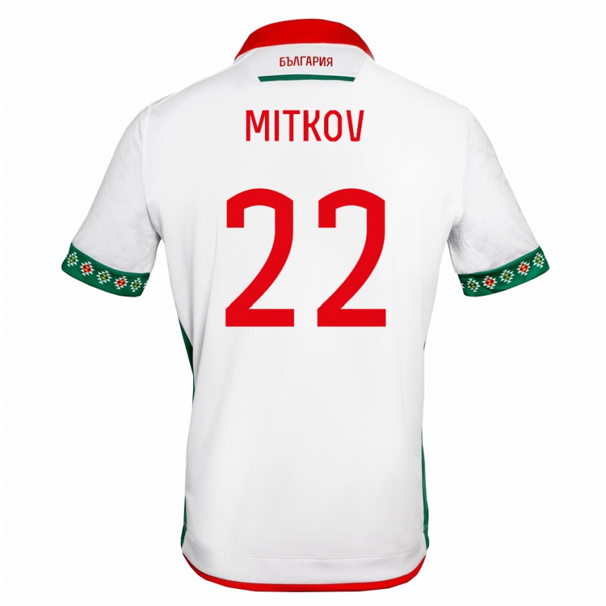 נשים כדורגל בולגריה אסן מיטקוב #22 לבן ירוק אדום ג'רזי ביתית 26-28