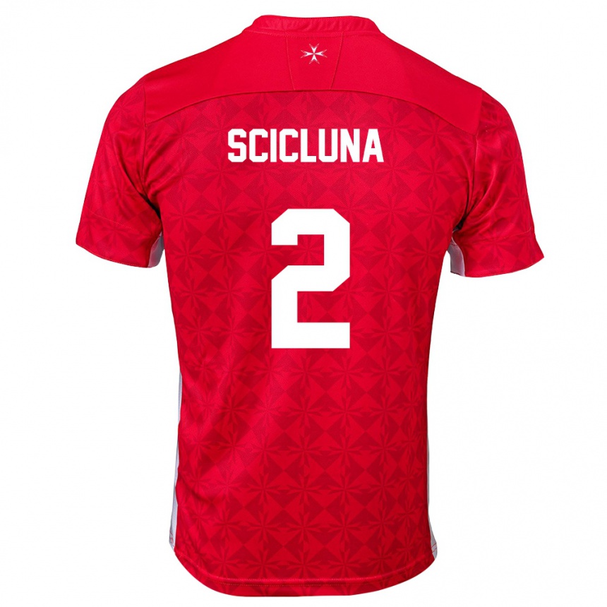 נשים כדורגל מלטה Julian Scicluna #2 אדום לבן ג'רזי ביתית 26-28