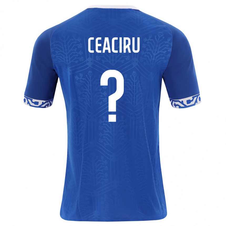 נשים כדורגל מולדובה Nicolae Ceaciru #0 כחול מלכותי לבן ג'רזי ביתית 26-28