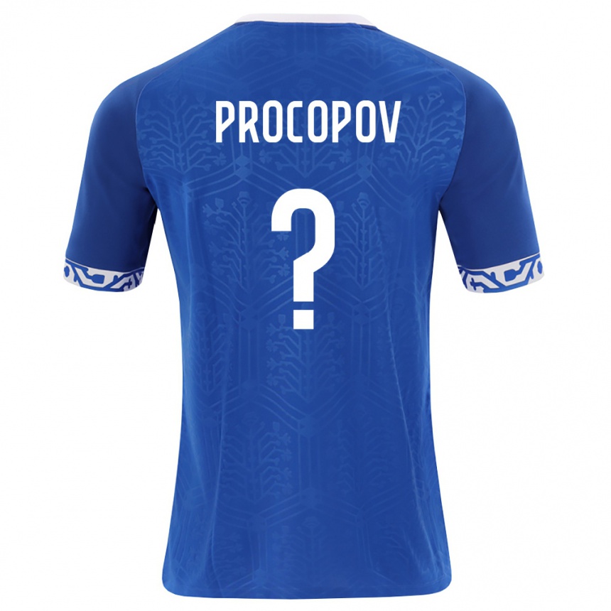 נשים כדורגל מולדובה Ilia Procopov #0 כחול מלכותי לבן ג'רזי ביתית 26-28