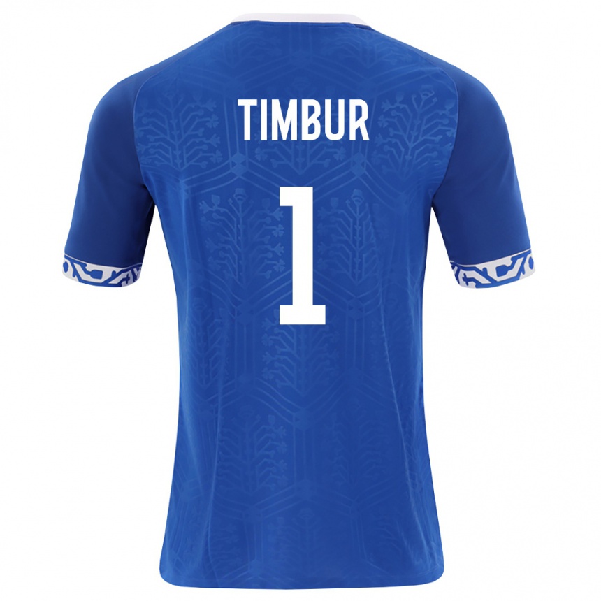 נשים כדורגל מולדובה Emil Timbur #1 כחול מלכותי לבן ג'רזי ביתית 26-28