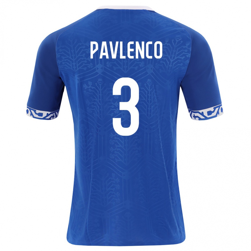 נשים כדורגל מולדובה Nichita Pavlenco #3 כחול מלכותי לבן ג'רזי ביתית 26-28