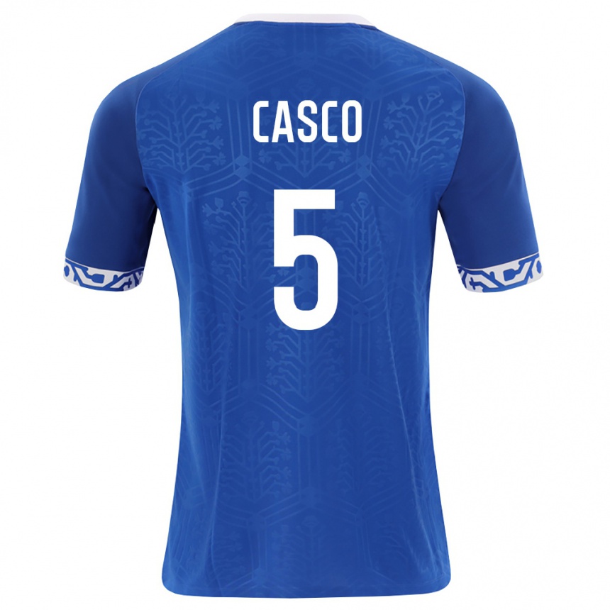 נשים כדורגל מולדובה Antonii Casco #5 כחול מלכותי לבן ג'רזי ביתית 26-28