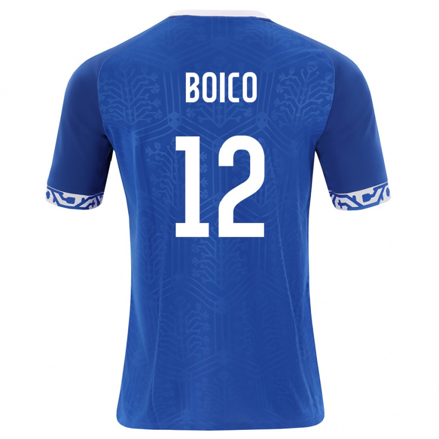 נשים כדורגל מולדובה Chiril Boico #12 כחול מלכותי לבן ג'רזי ביתית 26-28