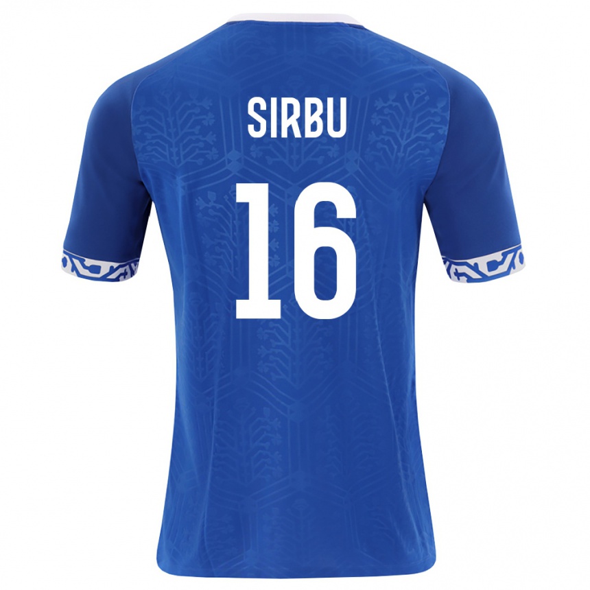 נשים כדורגל מולדובה David Sirbu #16 כחול מלכותי לבן ג'רזי ביתית 26-28