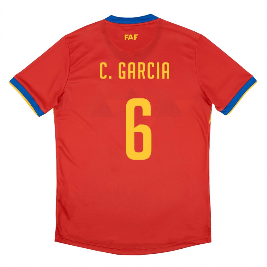 נשים כדורגל אנדורה Christian Garcia #6 אדום כחול צהוב ג'רזי ביתית 26-28