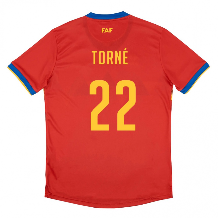נשים כדורגל אנדורה Marc Torné #22 אדום כחול צהוב ג'רזי ביתית 26-28