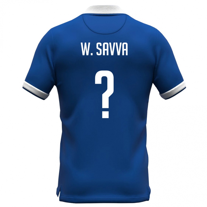 נשים כדורגל קפריסין Vladimiros Savva #0 כחול מלכותי לבן ג'רזי ביתית 26-28