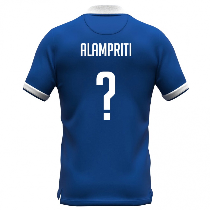 נשים כדורגל קפריסין Christos Alampriti #0 כחול מלכותי לבן ג'רזי ביתית 26-28