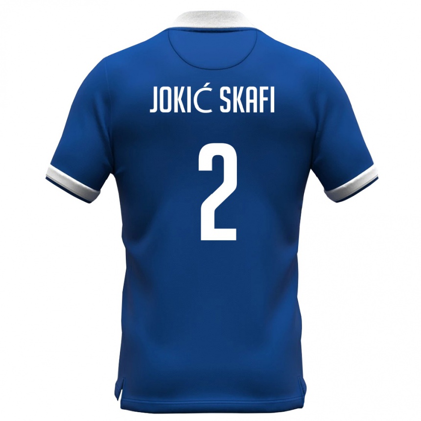 נשים כדורגל קפריסין Georgios Jokić Skafi #2 כחול מלכותי לבן ג'רזי ביתית 26-28