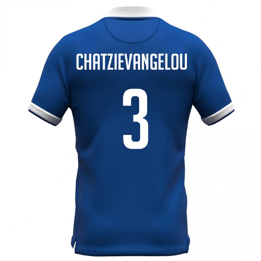 נשים כדורגל קפריסין Petros Chatzievangelou #3 כחול מלכותי לבן ג'רזי ביתית 26-28