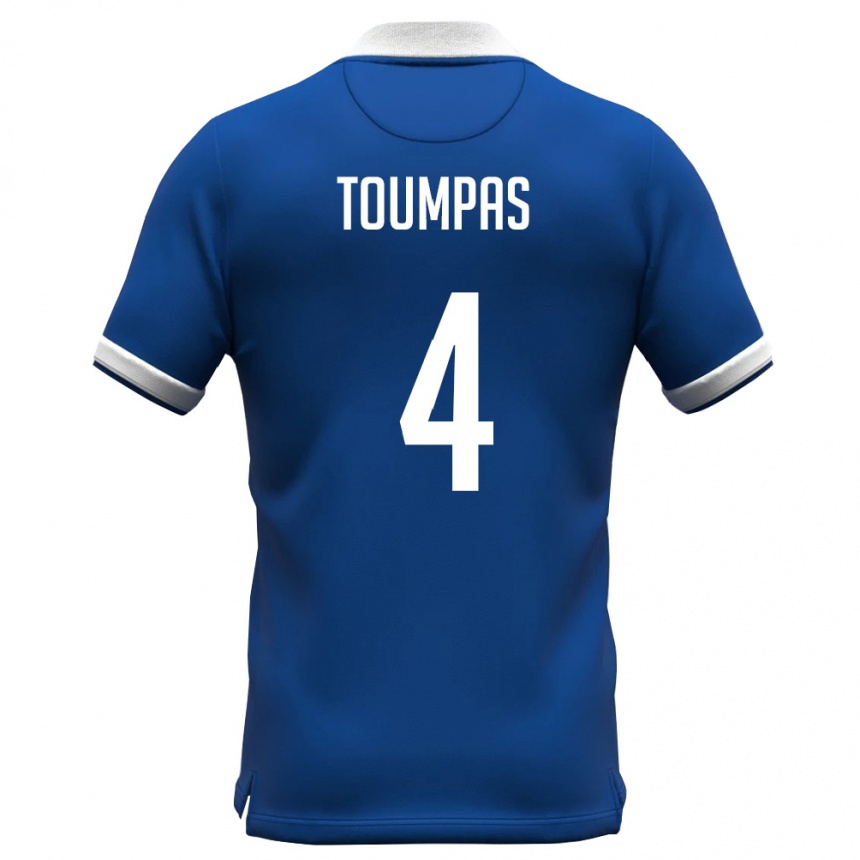 נשים כדורגל קפריסין Marios Toumpas #4 כחול מלכותי לבן ג'רזי ביתית 26-28