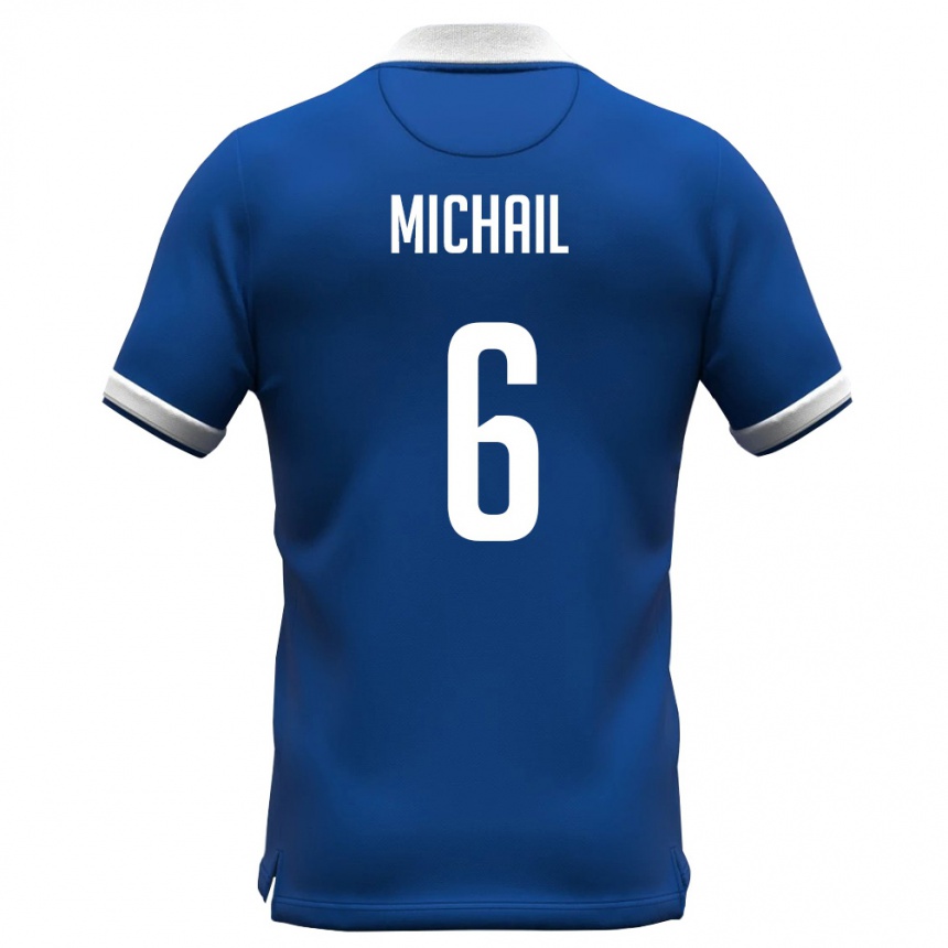 נשים כדורגל קפריסין Georgios Michail #6 כחול מלכותי לבן ג'רזי ביתית 26-28