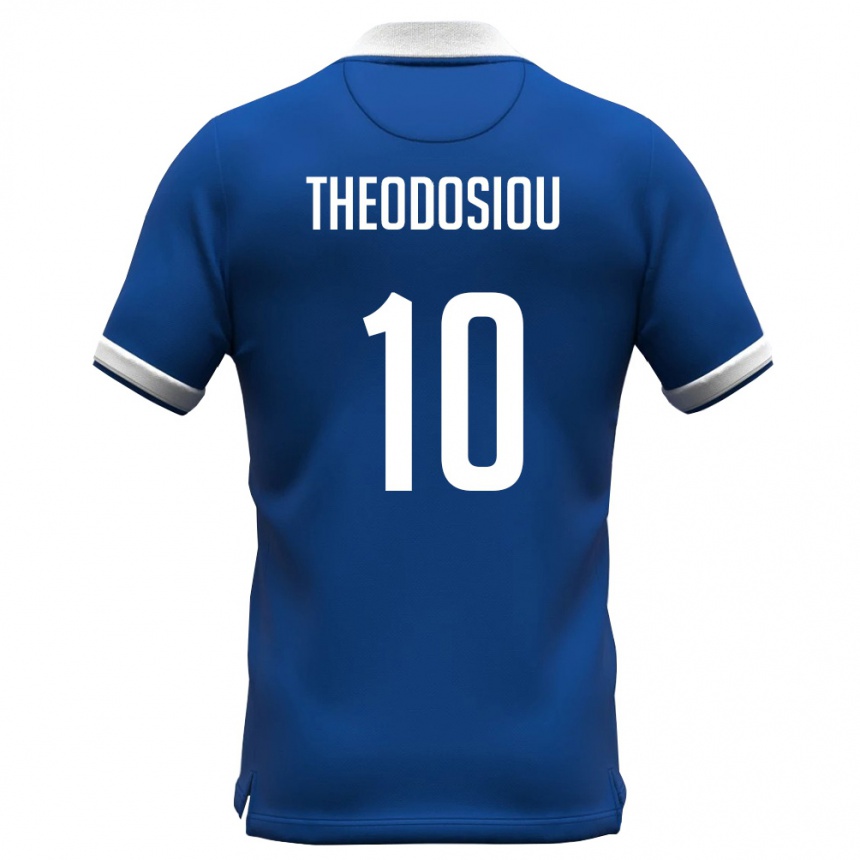 נשים כדורגל קפריסין Michalis Theodosiou #10 כחול מלכותי לבן ג'רזי ביתית 26-28
