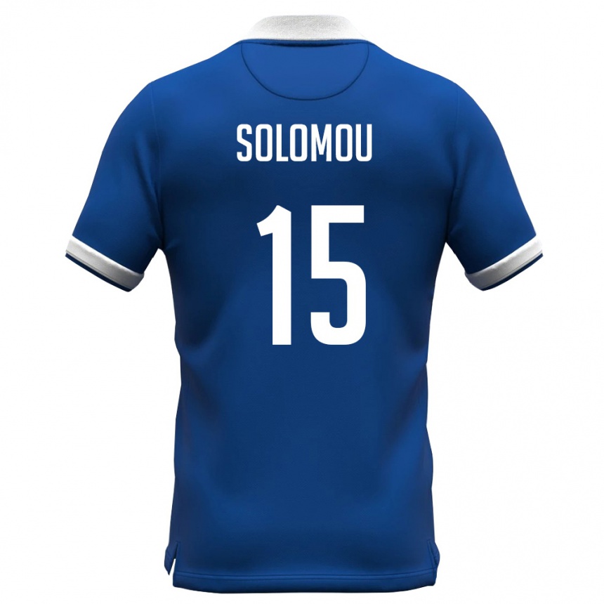 נשים כדורגל קפריסין Symeon Solomou #15 כחול מלכותי לבן ג'רזי ביתית 26-28