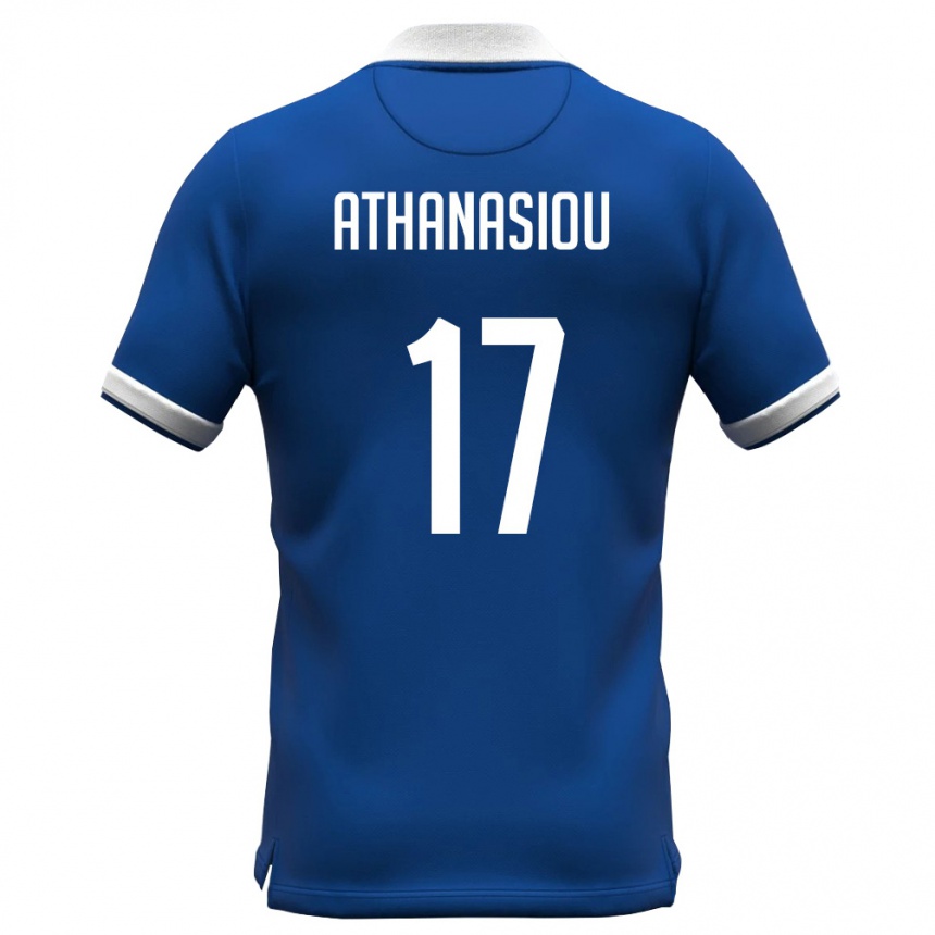 נשים כדורגל קפריסין Andreas Athanasiou #17 כחול מלכותי לבן ג'רזי ביתית 26-28