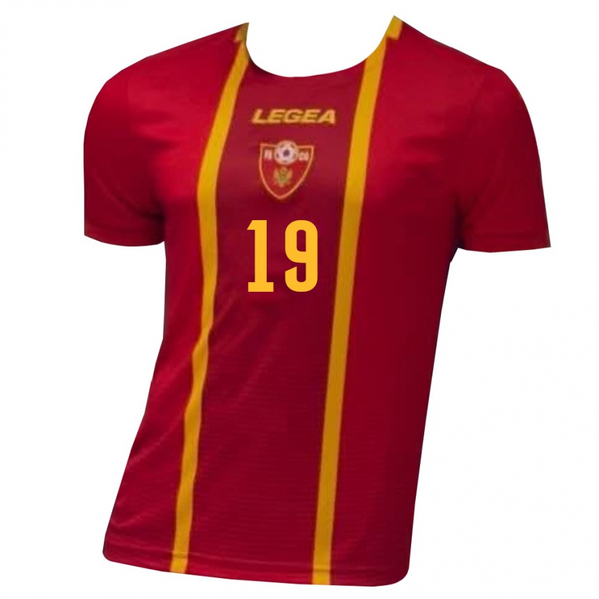 נשים כדורגל מונטנגרו Balsa Mrvaljevic #19 אדום צהוב ג'רזי ביתית 26-28 נשים כדורגל מונטנגרו Balsa Mrvaljevic #19 אדום צהוב ג'רזי ביתית 26-28