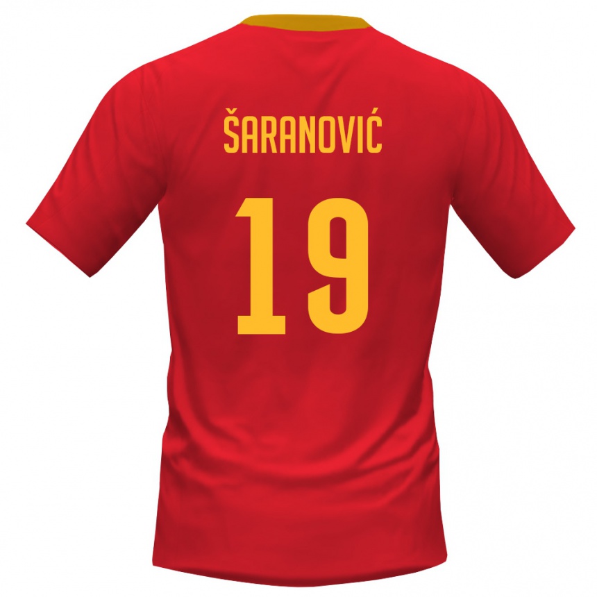 נשים כדורגל מונטנגרו Dragutin Šaranović #19 אדום צהוב ג'רזי ביתית 26-28