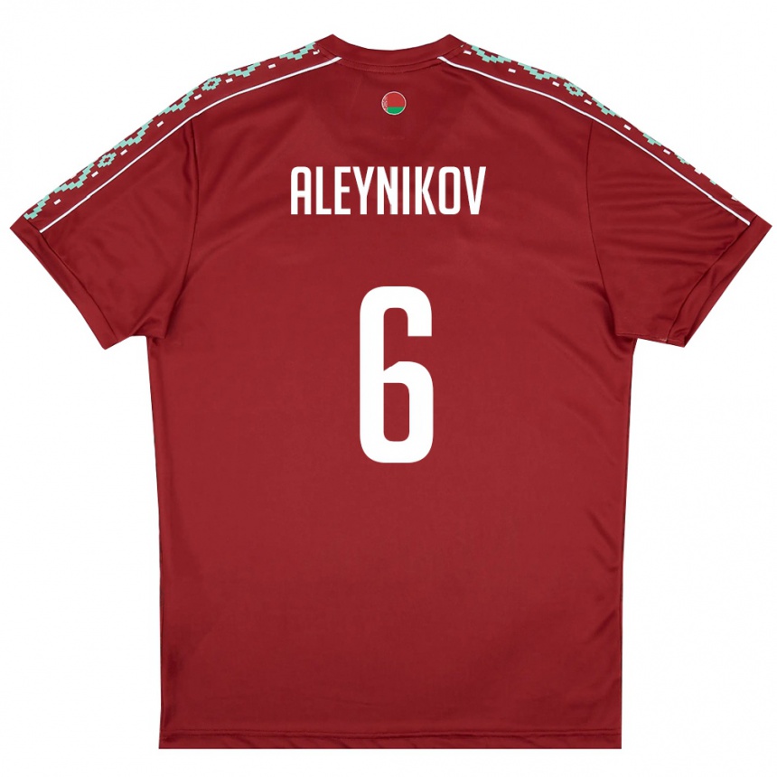 נשים כדורגל בלארוס Marat Aleynikov #6 אדום עמוק לבן ג'רזי ביתית 26-28