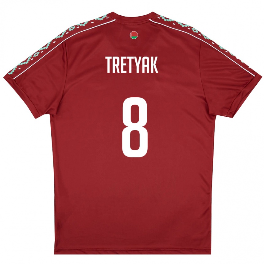 נשים כדורגל בלארוס Vladislav Tretyak #8 אדום עמוק לבן ג'רזי ביתית 26-28