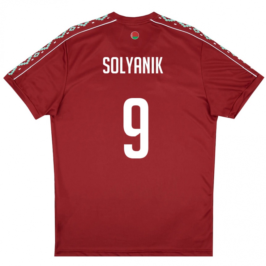 נשים כדורגל בלארוס Kirill Solyanik #9 אדום עמוק לבן ג'רזי ביתית 26-28