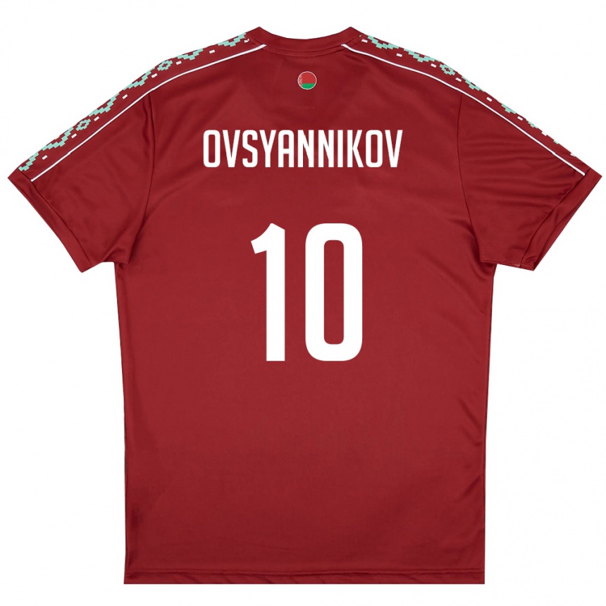 נשים כדורגל בלארוס Denis Ovsyannikov #10 אדום עמוק לבן ג'רזי ביתית 26-28