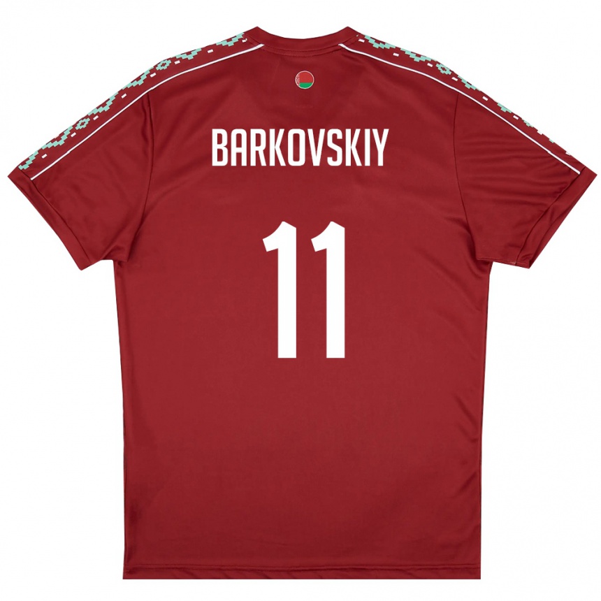 נשים כדורגל בלארוס German Barkovskiy #11 אדום עמוק לבן ג'רזי ביתית 26-28
