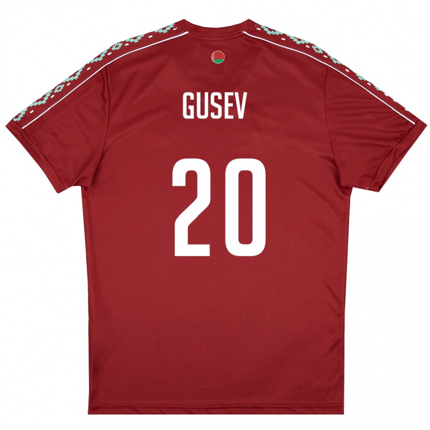 נשים כדורגל בלארוס Bogdan Gusev #20 אדום עמוק לבן ג'רזי ביתית 26-28