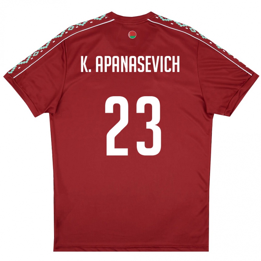 נשים כדורגל בלארוס Kirill Apanasevich #23 אדום עמוק לבן ג'רזי ביתית 26-28