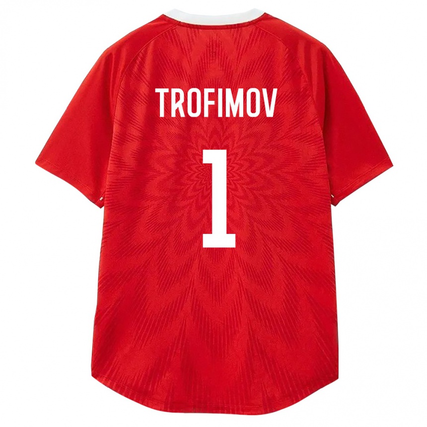 נשים כדורגל רוסיה Kirill Trofimov #1 אדום לבן חום ג'רזי ביתית 26-28